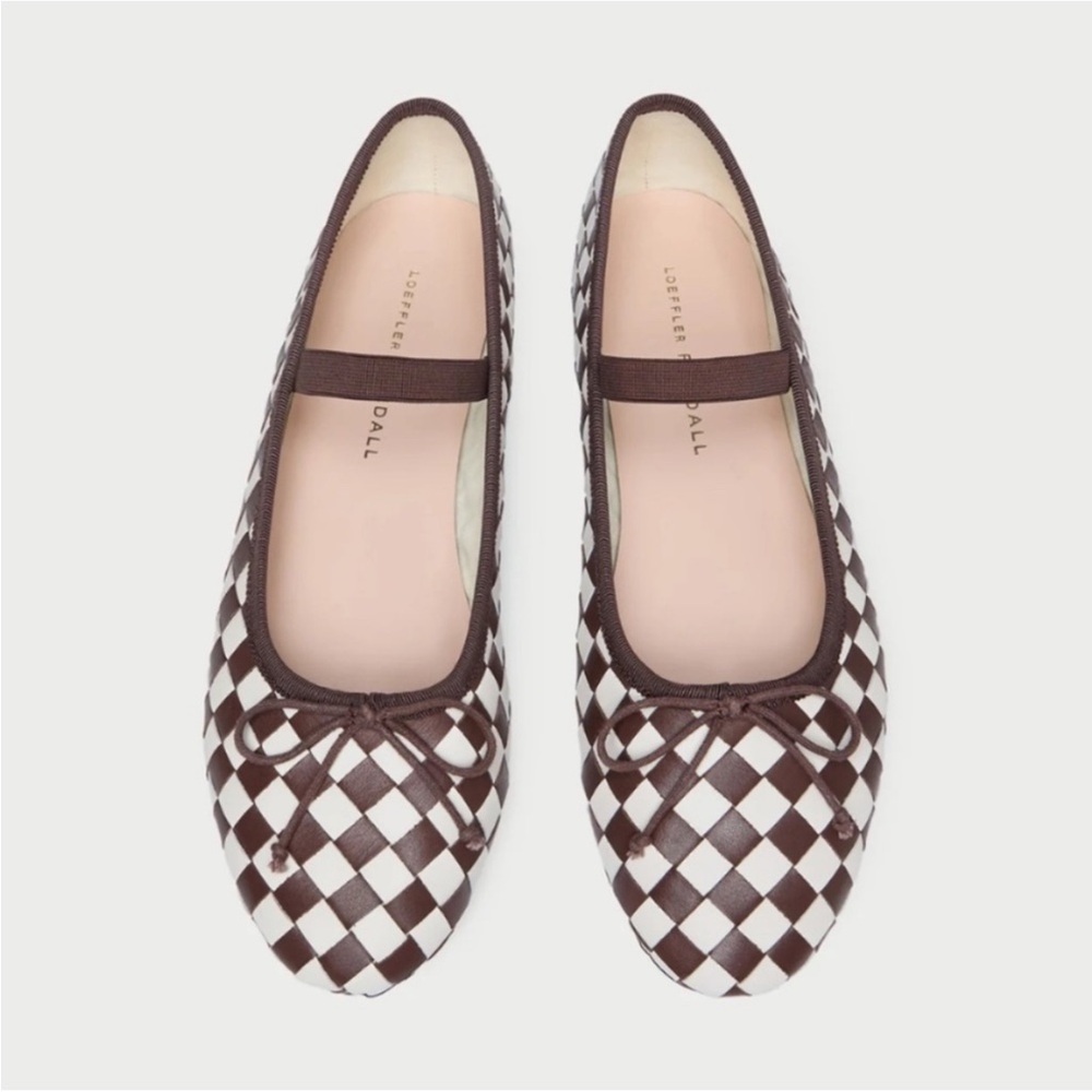 Loeffler Randall Leonie Chocolate/Cream Woven Ballet Flat - Picture 2 of 11